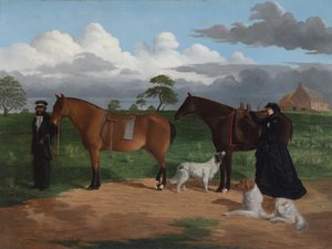 Mrs Adolphus Sceales con Black Jimmie alla stazione di Merrang da Robert Dowling